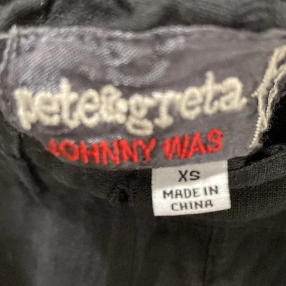 Johnny Was, Pete & Greta Black Linen Embroidered Pants, XS - Picture 4 of 6